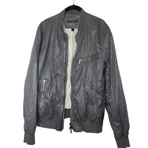 John Varvatos Star USA Jacket Windbreaker Aviator bomber nylon charcoal zip M